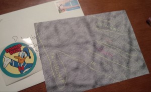 Extend a hand letter, sticker, and stamp